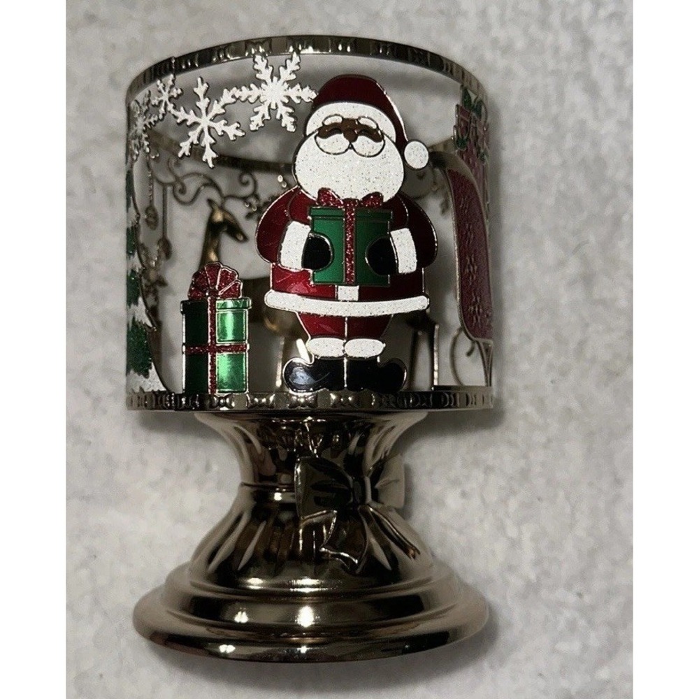 Bath & Body Works‎ Santa Reindeer Sleigh 3-Wick Candle Pedestal Holder New